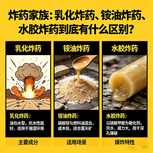 浔阳炸药家族：乳化炸药、铵油炸药、水胶炸药到底有什么区别？